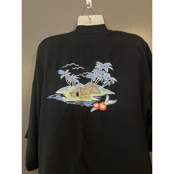 Levi's Kimono Jacket Womens Large Black Embroidered Island Palm Trees Viscose - Picture 5 of 11